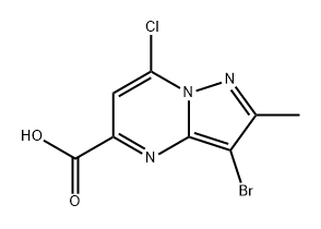 Pyrazolo[1,5-a]pyrimidine-5-carboxylic acid, 3-bromo-7-chloro-2-methyl- Struktur