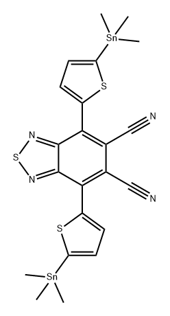 2,1,3-Benzothiadiazole-5,6-dicarbonitrile, 4,7-bis[5-(trimethylstannyl)-2-thienyl]- Struktur