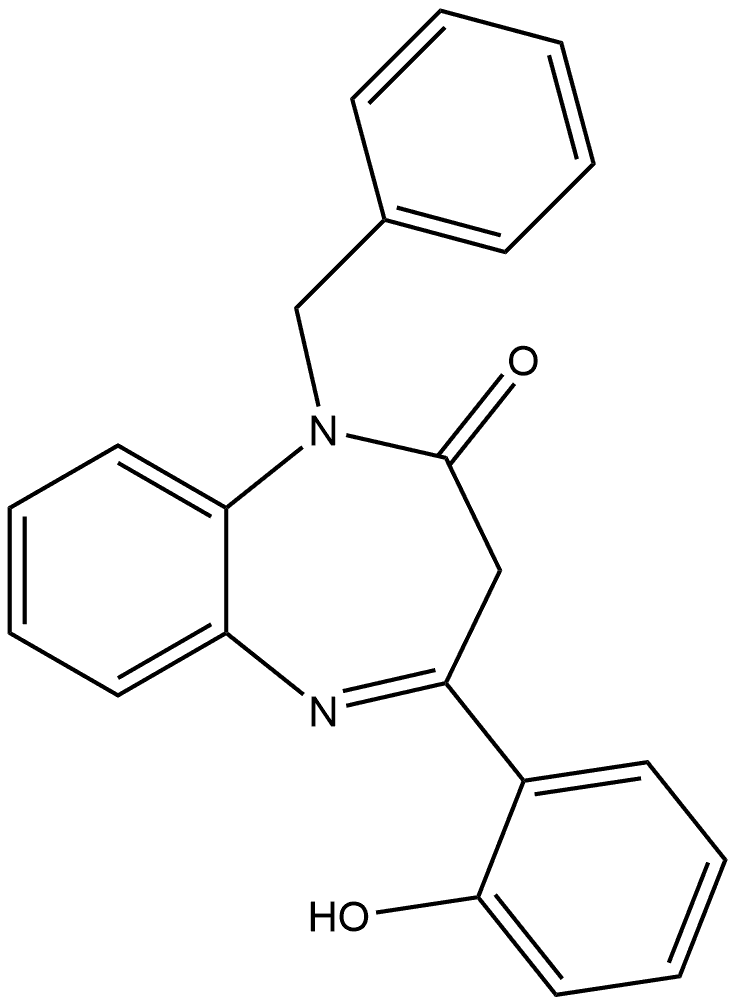 1,3-Dihydro-4-(2-hydroxyphenyl)-1-(phenylmethyl)-2H-1,5-benzodiazepin-2-one Struktur