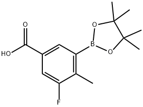 Benzoic acid, 3-fluoro-4-methyl-5-(4,4,5,5-tetramethyl-1,3,2-dioxaborolan-2-yl)- Struktur