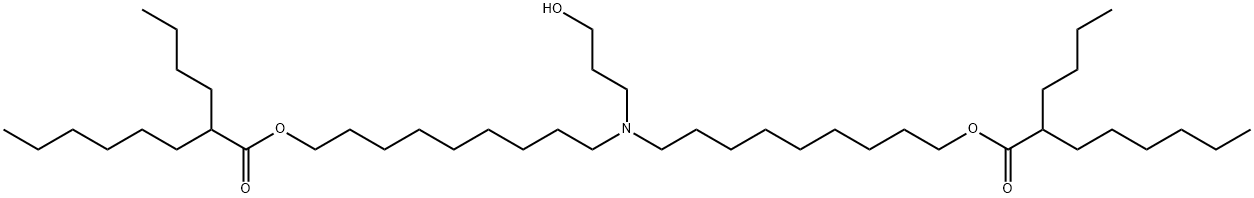 Octanoic acid, 2-butyl-, 1,1'-[[(3-hydroxypropyl)imino]di-9,1-nonanediyl] ester Struktur