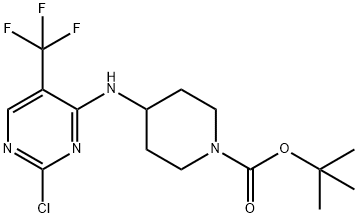 1-Piperidinecarboxylic acid, 4-[[2-chloro-5-(trifluoromethyl)-4-pyrimidinyl]amino]-, 1,1-dimethylethyl ester Struktur