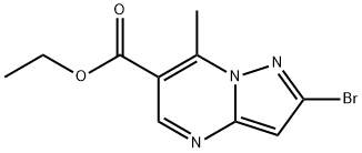 Pyrazolo[1,5-a]pyrimidine-6-carboxylic acid, 2-bromo-7-methyl-, ethyl ester Struktur