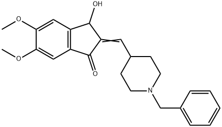 1H-Inden-1-one, 2,3-dihydro-3-hydroxy-5,6-dimethoxy-2-[[1-(phenylmethyl)-4-piperidinyl]methylene]- Struktur