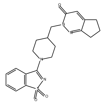 3H-Cyclopenta[c]pyridazin-3-one, 2-[[1-(1,1-dioxido-1,2-benzisothiazol-3-yl)-4-piperidinyl]methyl]-2,5,6,7-tetrahydro- Struktur