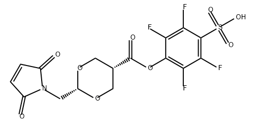 1,3-Dioxane-5-carboxylic acid, 2-[(2,5-dihydro-2,5-dioxo-1H-pyrrol-1-yl)methyl]-, 2,3,5,6-tetrafluoro-4-sulfophenyl ester, cis- Struktur