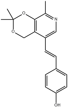 Phenol, 4-[(1E)-2-(2,2,8-trimethyl-4H-1,3-dioxino[4,5-c]pyridin-5-yl)ethenyl]- Struktur