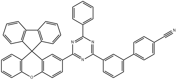 [1,1'-Biphenyl]-4-carbonitrile, 3'-[4-phenyl-6-(spiro[9H-fluorene-9,9'-[9H]xanthen]-2'-yl)-1,3,5-triazin-2-yl]- Struktur