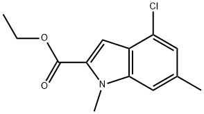 1H-Indole-2-carboxylic acid, 4-chloro-1,6-dimethyl-, ethyl ester Struktur