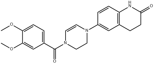 2(1H)-Quinolinone, 6-[4-(3,4-dimethoxybenzoyl)-3,4-dihydro-1(2H)-pyrazinyl]-3,4-dihydro- Struktur