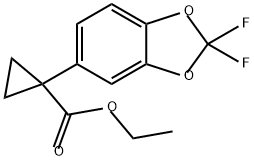 Cyclopropanecarboxylic acid, 1-(2,2-difluoro-1,3-benzodioxol-5-yl)-, ethyl ester Struktur