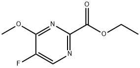 2-Pyrimidinecarboxylic acid, 5-fluoro-4-methoxy-, ethyl ester Struktur