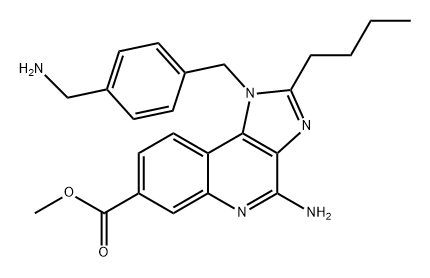 1H-Imidazo[4,5-c]quinoline-7-carboxylic acid, 4-amino-1-[[4-(aminomethyl)phenyl]methyl]-2-butyl-, methyl ester Struktur