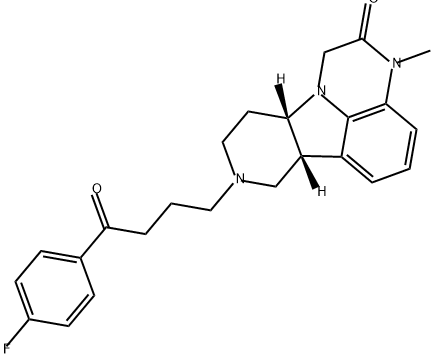 1H-Pyrido[3',4':4,5]pyrrolo[1,2,3-de]quinoxalin-2(3H)-one, 8-[4-(4-fluorophenyl)-4-oxobutyl]-6b,7,8,9,10,10a-hexahydro-3-methyl-, (6bR,10aS)- Struktur