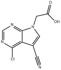 7H-Pyrrolo[2,3-d]pyrimidine-7-acetic acid, 4-chloro-5-cyano- Struktur