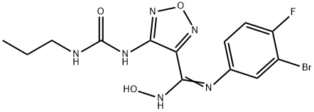 1,2,5-Oxadiazole-3-carboximidamide, N'-(3-bromo-4-fluorophenyl)-N-hydroxy-4-[[(propylamino)carbonyl]amino]- Struktur