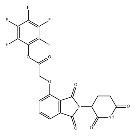 Acetic acid, 2-[[2-(2,6-dioxo-3-piperidinyl)-2,3-dihydro-1,3-dioxo-1H-isoindol-4-yl]oxy]-, 2,3,4,5,6-pentafluorophenyl ester Struktur