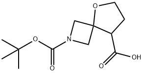 5-Oxa-2-azaspiro[3.4]octane-2,8-dicarboxylic acid, 2-(1,1-dimethylethyl) ester Struktur