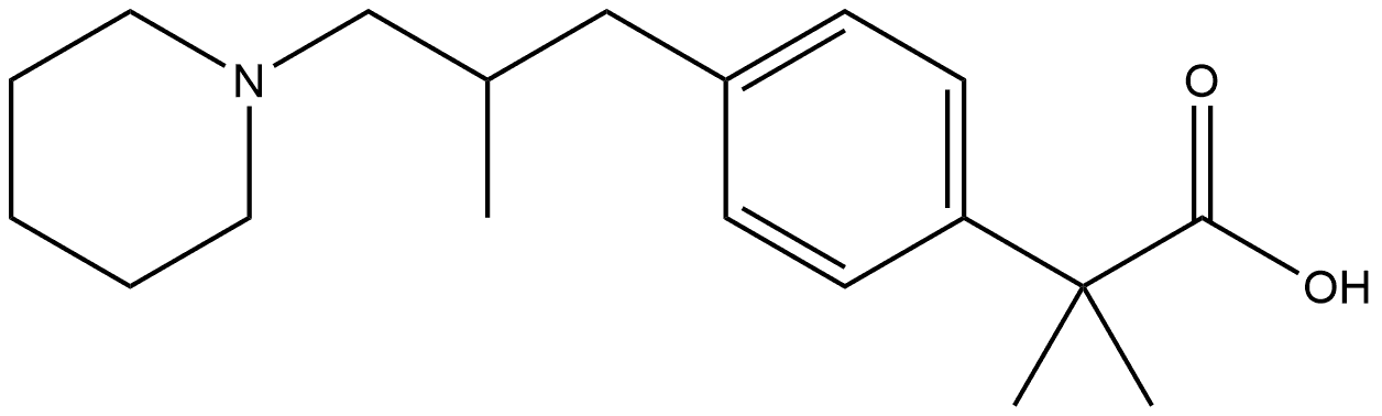 Benzeneacetic acid, α,α-dimethyl-4-[2-methyl-3-(1-piperidinyl)propyl]- Struktur