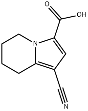 1-cyano-5,6,7,8-tetrahydroindolizine-3-carboxylic acid Struktur