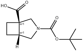 rac-(1R,5R)-3-[(tert-butoxy)carbonyl]-3-azabicyclo[3.2.0]heptane-1-carboxylic acid, trans Struktur