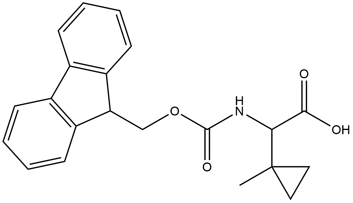 Cyclopropaneacetic acid, α-[[(9H-fluoren-9-ylmethoxy)carbonyl]amino]-1-methyl- Struktur