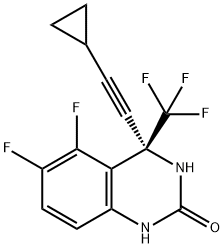 2(1H)-Quinazolinone, 4-(2-cyclopropylethynyl)-5,6-difluoro-3,4-dihydro-4-(trifluoromethyl)-, (4S)- Struktur