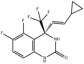 2(1H)-Quinazolinone, 4-[(1E)-2-cyclopropylethenyl]-5,6-difluoro-3,4-dihydro-4-(trifluoromethyl)-, (4S)- Struktur