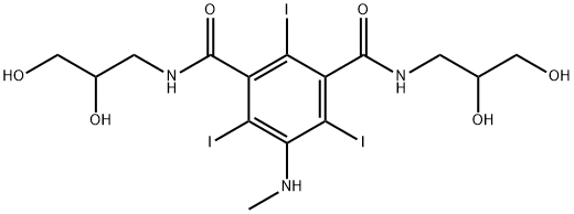 1,3-Benzenedicarboxamide, N1,N3-bis(2,3-dihydroxypropyl)-2,4,6-triiodo-5-(methylamino)- Struktur