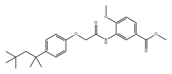 Benzoic acid, 4-methoxy-3-[[2-[4-(1,1,3,3-tetramethylbutyl)phenoxy]acetyl]amino]-, methyl ester Struktur