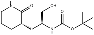 Carbamic acid, N-[(1S)-1-(hydroxymethyl)-2-[(3S)-2-oxo-3-piperidinyl]ethyl]-, 1,1-dimethylethyl ester Struktur