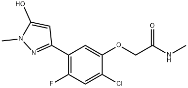 Acetamide, 2-[2-chloro-4-fluoro-5-(5-hydroxy-1-methyl-1H-pyrazol-3-yl)phenoxy]-N-methyl- Struktur