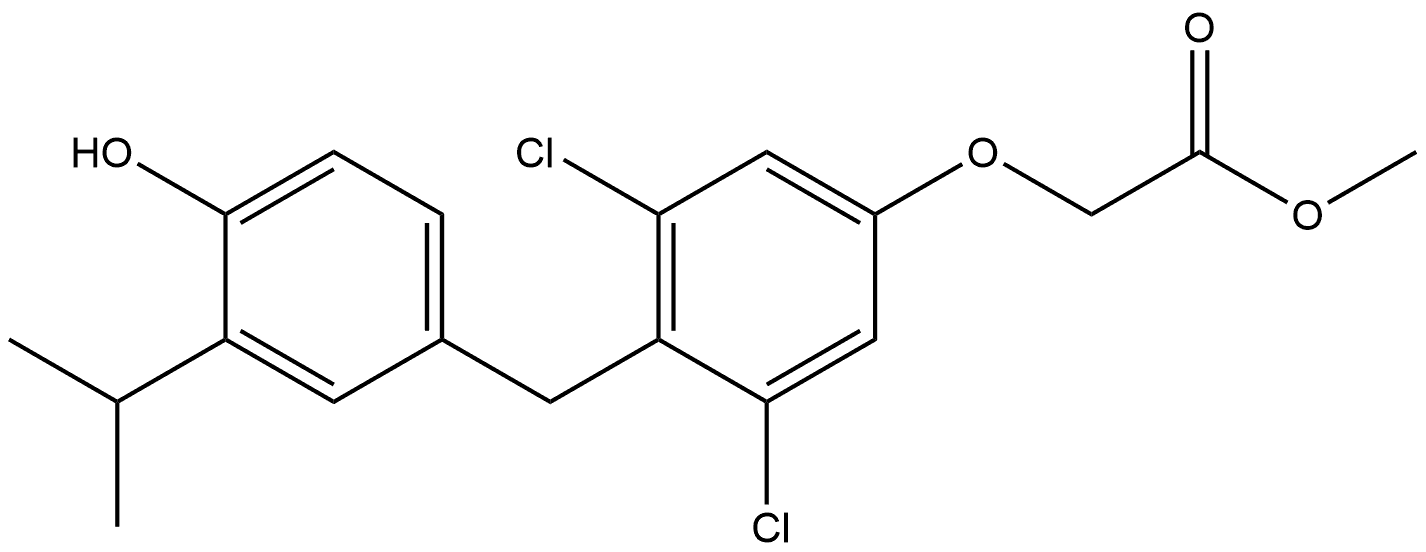 methyl 2-(3,5-dichloro-4-(4-hydroxy-3-isopropylbenzyl)phenoxy)acetate Struktur