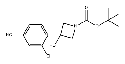 1-Azetidinecarboxylic acid, 3-(2-chloro-4-hydroxyphenyl)-3-hydroxy-, 1,1-dimethylethyl ester Struktur