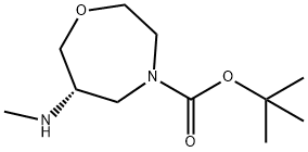 1,4-Oxazepine-4(5H)-carboxylic acid, tetrahydro-6-(methylamino)-, 1,1-dimethylethyl ester, (6S)- Struktur