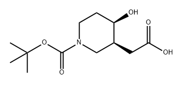 3-Piperidineacetic acid, 1-[(1,1-dimethylethoxy)carbonyl]-4-hydroxy-, (3S,4R)- Struktur