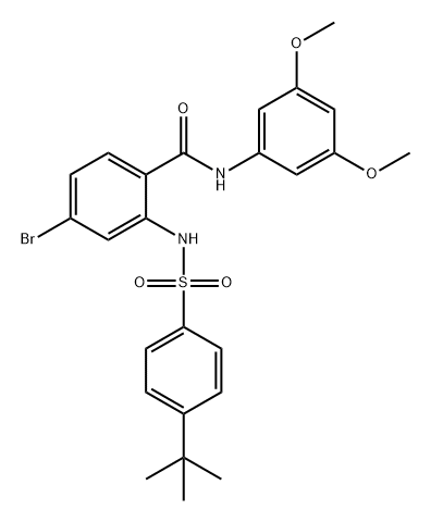 Benzamide, 4-bromo-N-(3,5-dimethoxyphenyl)-2-[[[4-(1,1-dimethylethyl)phenyl]sulfonyl]amino]- Struktur