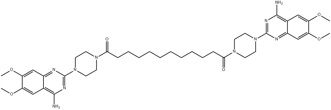 1,12-Dodecanedione, 1,12-bis[4-(4-amino-6,7-dimethoxy-2-quinazolinyl)-1-piperazinyl]- Struktur