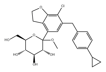 D-Glucopyranoside, methyl 1-C-[7-chloro-6-[(4-cyclopropylphenyl)methyl]-2,3-dihydro-4-benzofuranyl]- Struktur