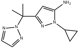 1H-Pyrazol-5-amine, 1-cyclopropyl-3-[1-methyl-1-(2H-1,2,3-triazol-2-yl)ethyl]- Struktur