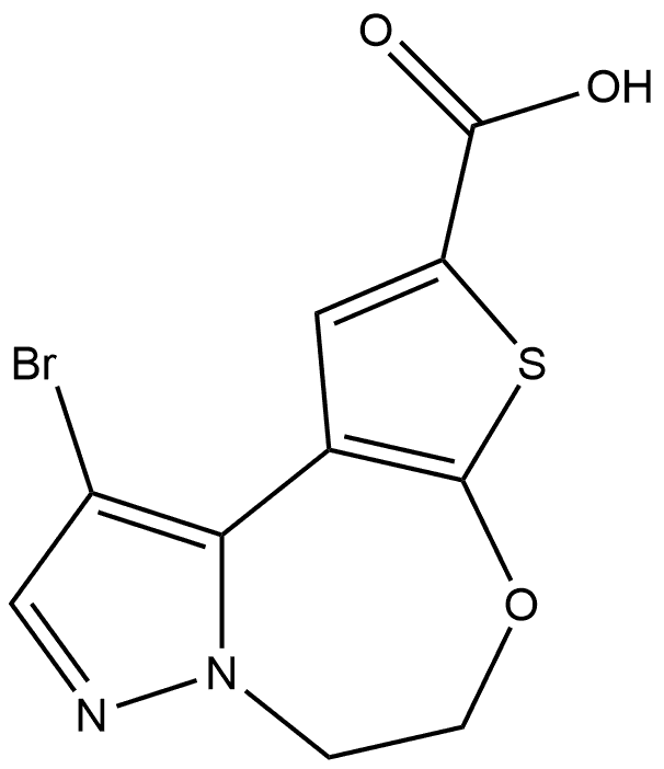 3-bromo-9-oxa-11-thia-5,6-diazatricyclo[8.3.0.02,6]trideca-1(10),2,4,12-tetraene-12-carboxylic acid Struktur