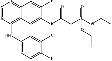 Phosphonic acid, P-[2-[[4-[(3-chloro-4-fluorophenyl)amino]-7-fluoro-6-quinazolinyl]amino]-2-oxoethyl]-, diethyl ester Struktur