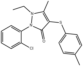 3H-Pyrazol-3-one, 2-(2-chlorophenyl)-1-ethyl-1,2-dihydro-5-methyl-4-[(4-methylphenyl)thio]- Struktur