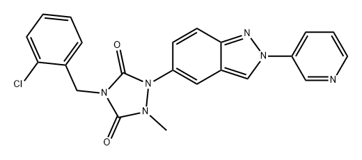 1,2,4-Triazolidine-3,5-dione, 4-[(2-chlorophenyl)methyl]-1-methyl-2-[2-(3-pyridinyl)-2H-indazol-5-yl]- Struktur