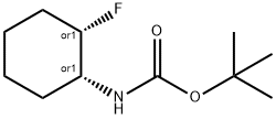 Carbamic acid, N-[(1R,2S)-2-fluorocyclohexyl]-, 1,1-dimethylethyl ester, rel- Struktur