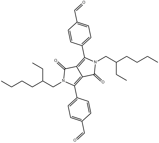 Benzaldehyde, 4,4'-[2,5-bis(2-ethylhexyl)-2,3,5,6-tetrahydro-3,6-dioxopyrrolo[3,4-c]pyrrole-1,4-diyl]bis- Struktur