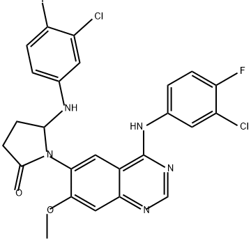 2-Pyrrolidinone, 5-[(3-chloro-4-fluorophenyl)amino]-1-[4-[(3-chloro-4-fluorophenyl)amino]-7-methoxy-6-quinazolinyl]- Struktur