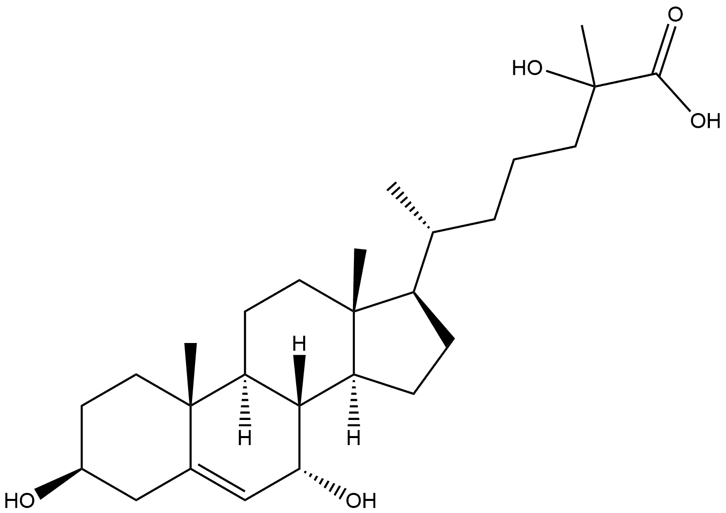 Cholest-5-en-26-oic acid, 3,7,25-trihydroxy-, (3β,7α)- Struktur