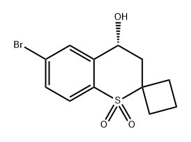 Spiro[2H-1-benzothiopyran-2,1'-cyclobutan]-4-ol, 6-bromo-3,4-dihydro-, 1,1-dioxide, (4R)- Struktur