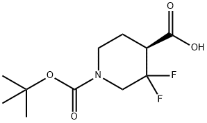 1,4-Piperidinedicarboxylic acid, 3,3-difluoro-, 1-(1,1-dimethylethyl) ester, (4S)- Struktur